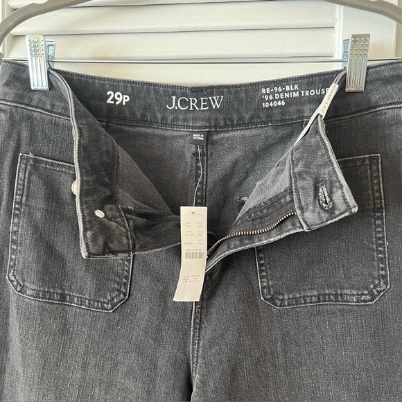 J. CREW '96 Denim Trouser Wide Leg Sailor Jeans Black High Waist Size 29P Petite - Picture 8 of 15